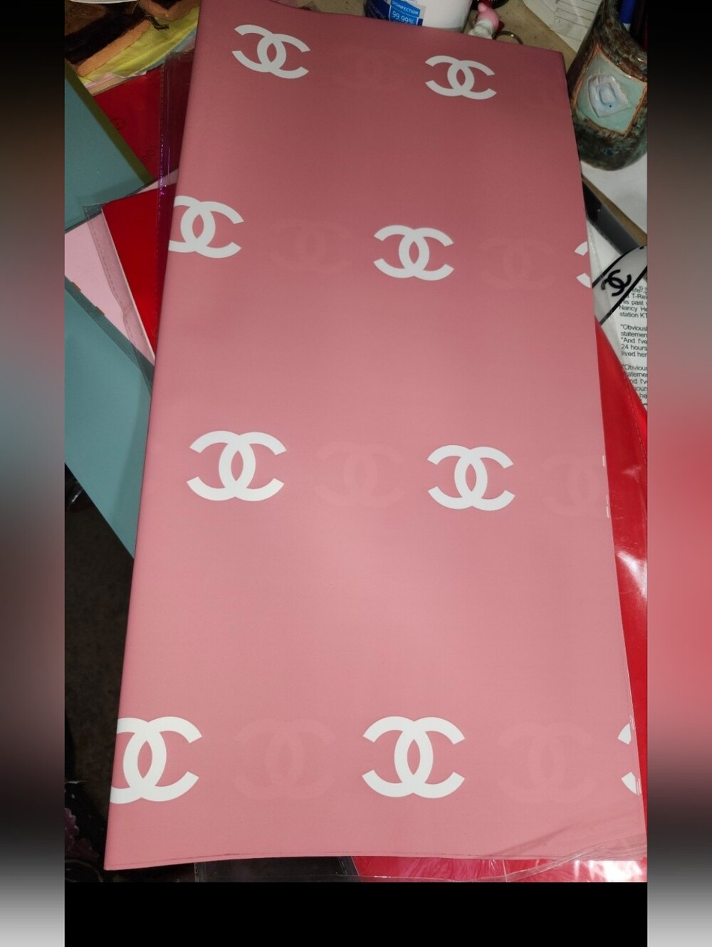 Pink & Gold Korean Floral Waterproof Wrapping Paper-5 Sheets